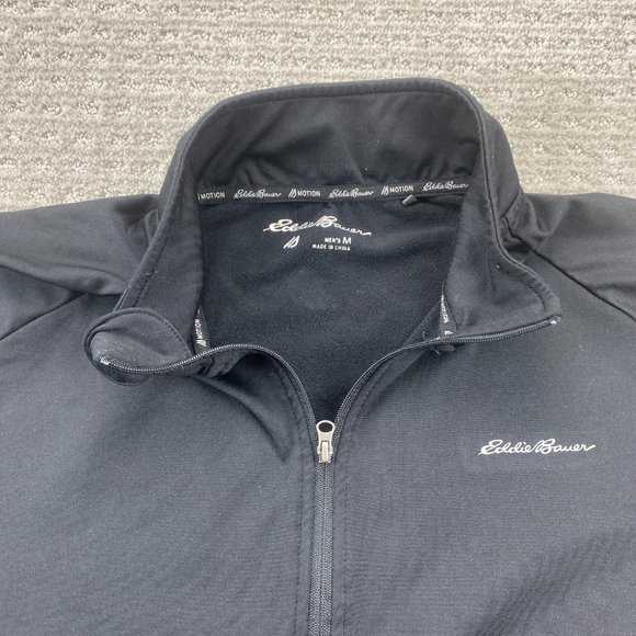 Eddie Bauer Motion Running Shirt Men Medium M Black Long Sleeve 1/4 Zip Sweater - Picture 7 of 13